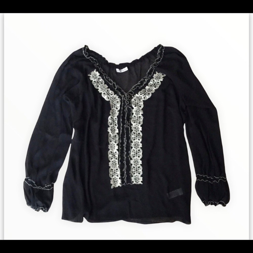 🔴Black Sheer Georgette Top